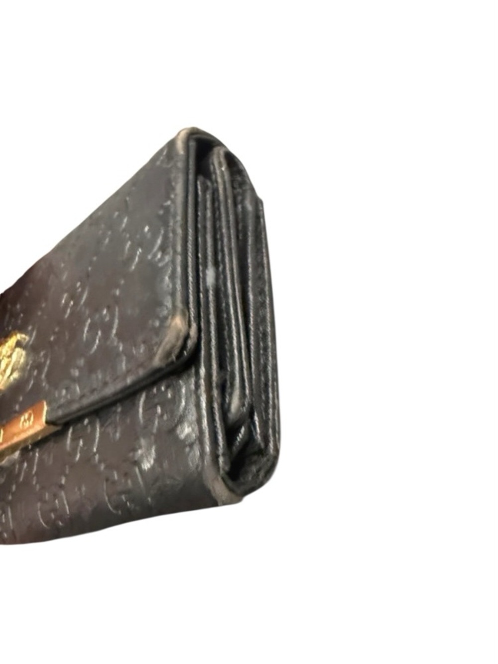 Gucci Black GG-Stamped Leather Wallet with Gold Double G - Picture 2 of 4